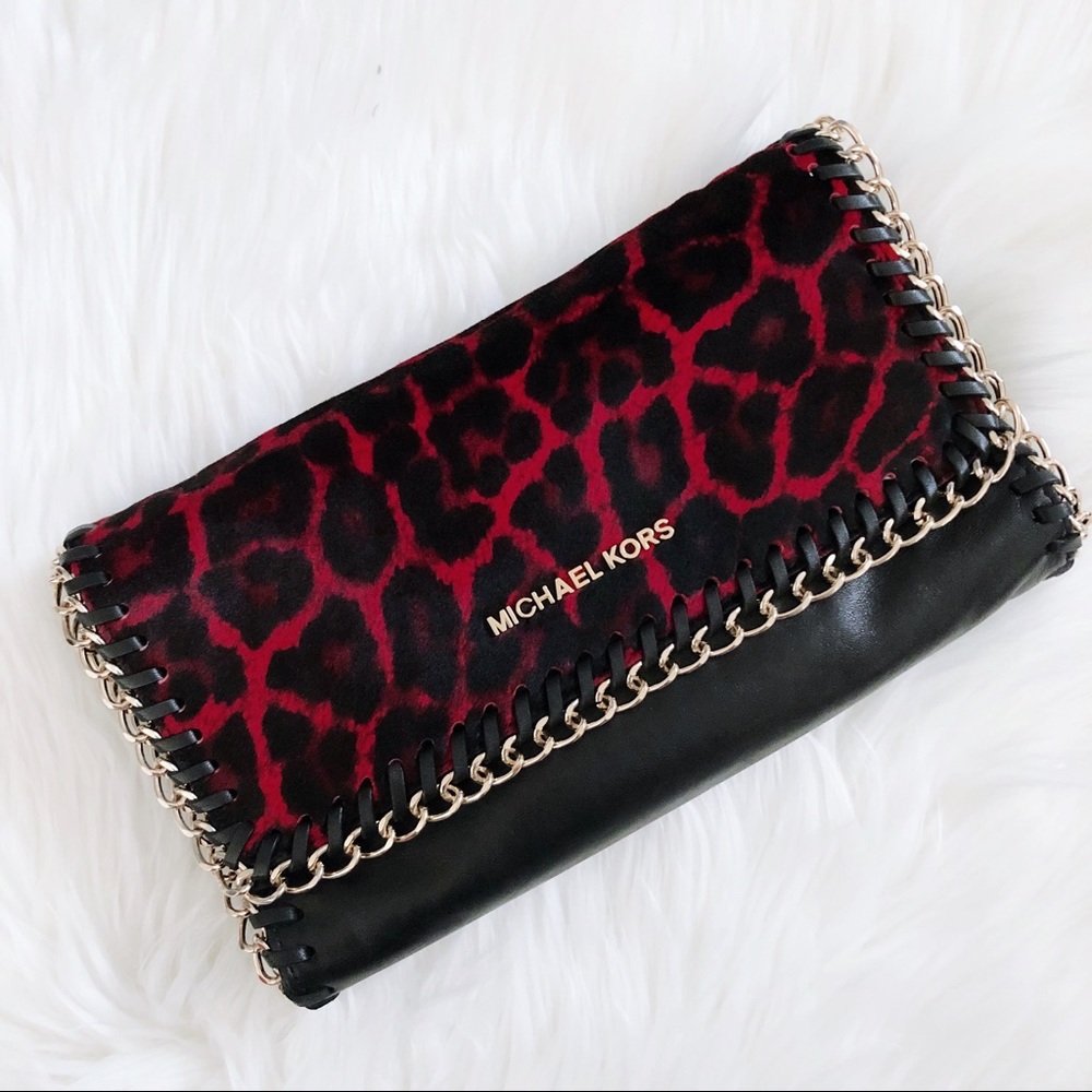 Michael Kors Red Leopard Shoulder Bag/Clutch